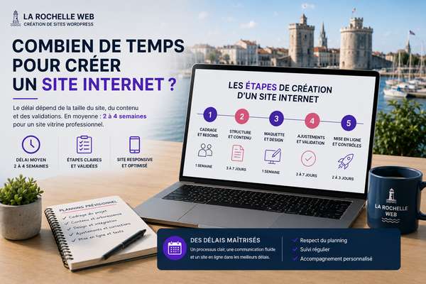 Délais de création d’un site internet professionnel à La Rochelle avec les différentes étapes du projet web