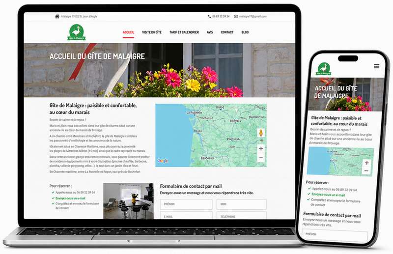 Offres de création de site internet à La Rochelle avec tarifs pour indépendants et TPE affichées sur ordinateur et mobile