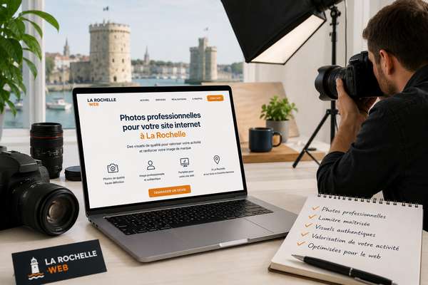 Photographe réalisant des photos professionnelles pour site internet à La Rochelle dans un environnement moderne