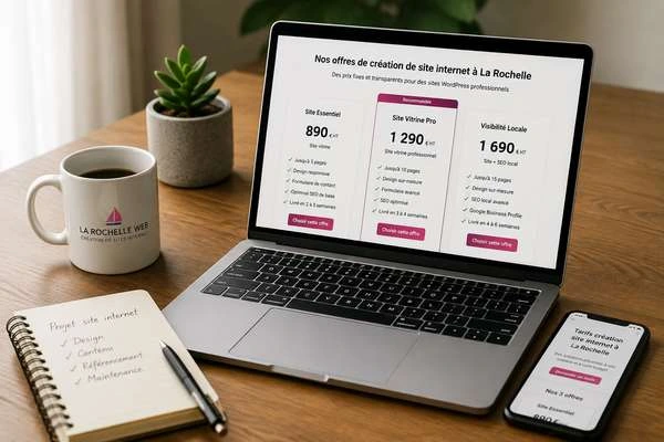 Prix de création de site internet à La Rochelle | Offres WordPress Prix de création de site internet WordPress à La Rochelle avec trois offres de 890 à 1 690 € HT