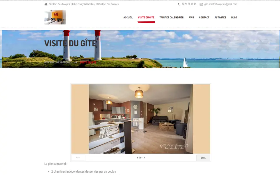 Capture du site du Gîte de la Presqu’île à Port-des-Barques
