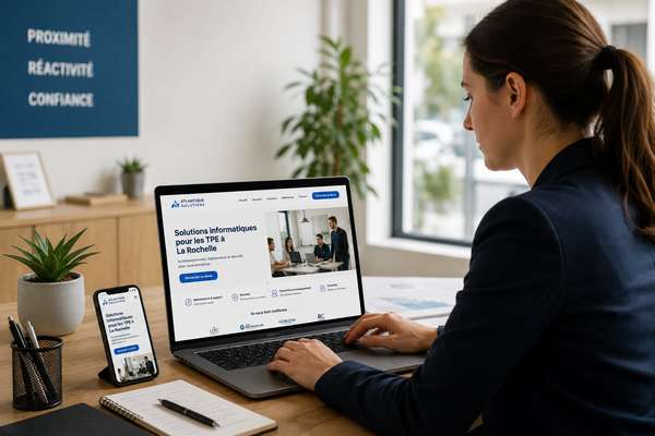 Site internet professionnel pour TPE à La Rochelle affiché sur ordinateur et smartphone
